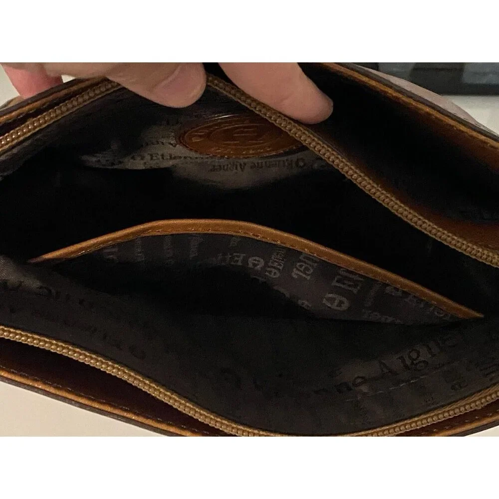 Vintage Etienne Aigner Leather Crossbody Shoulder Bag Purse Brown Boho Organizer - Picture 14 of 16